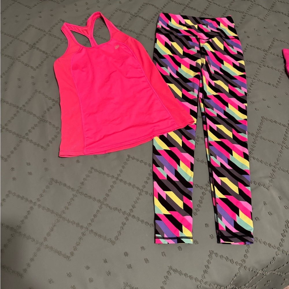 Victoria's Secret VSX Pink Tank and Multicolor Leggings Set